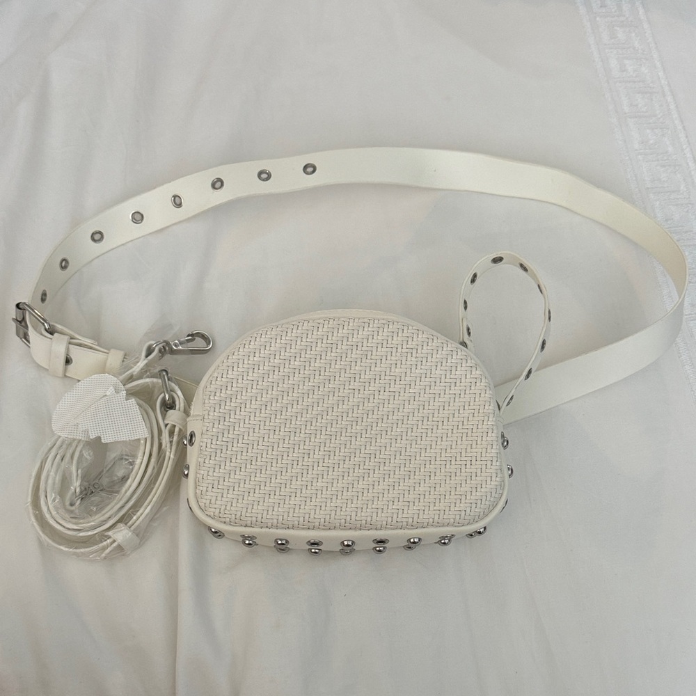 Zara White Woven Crossbody Bag